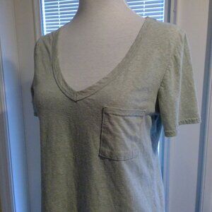 Just Be Womens Light Heather Green Short Sleeve Shirt Top